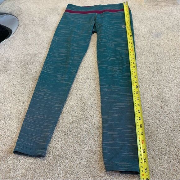LULULEMON Teal Aquamarine With Purple Leggings Size 4 - Picture 5 of 8